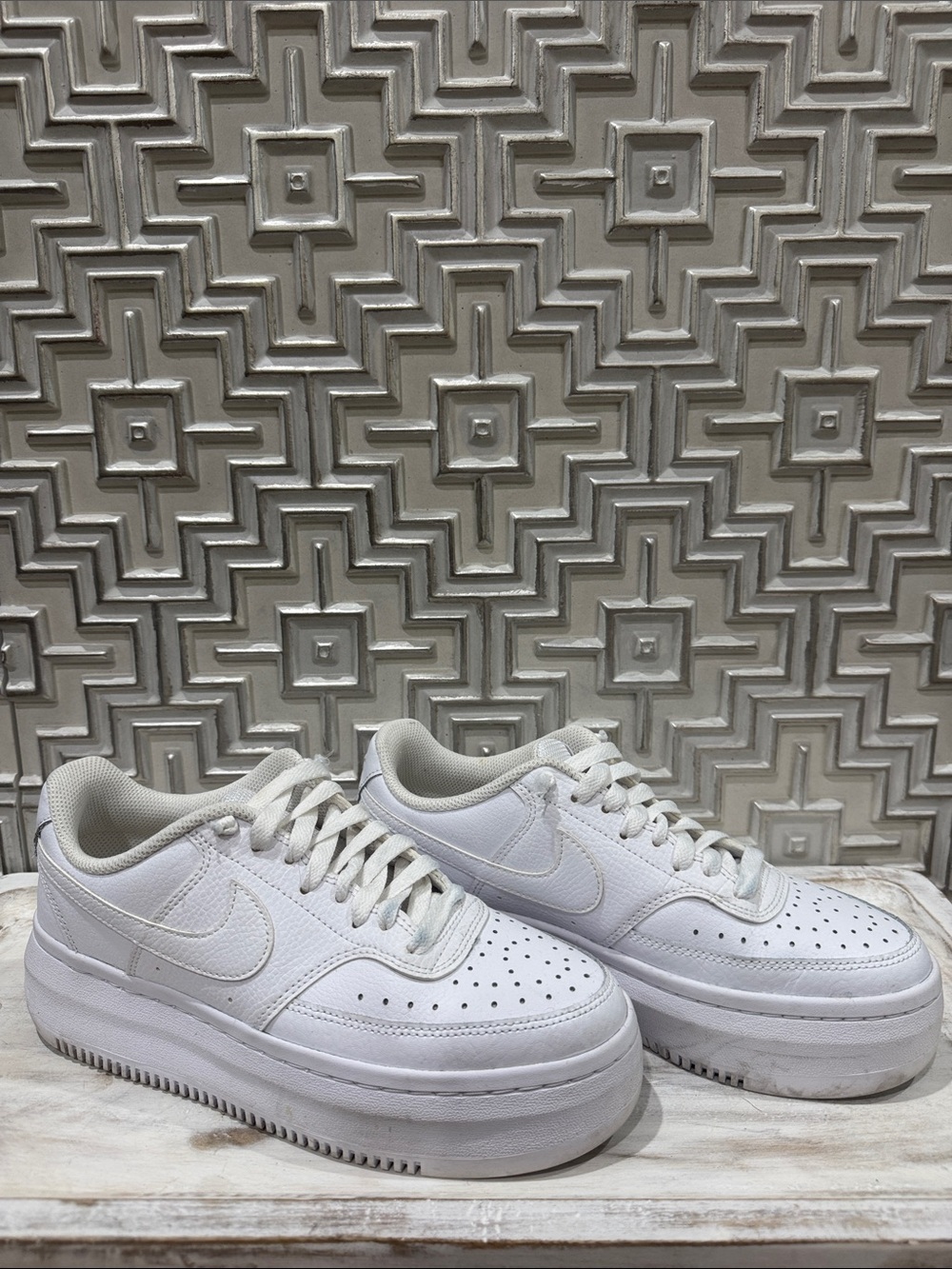 Nike Women's White Platform Low-Top Sneakers - Clean Leather Swoosh